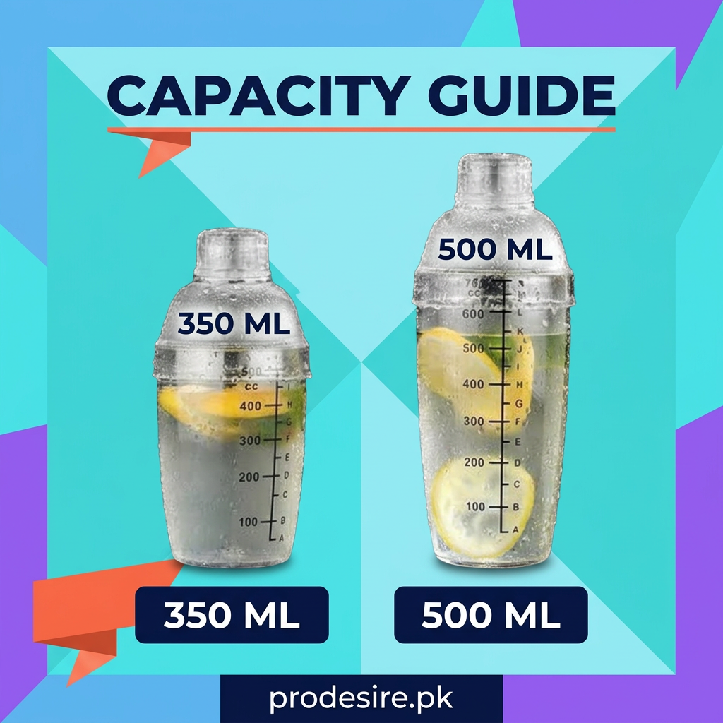 Capacity guide: 350 ml and 500 ml sizes