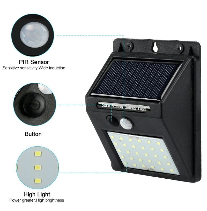WATERPROOF SOLAR POWERED MOTION SENSOR WALL LIGHT