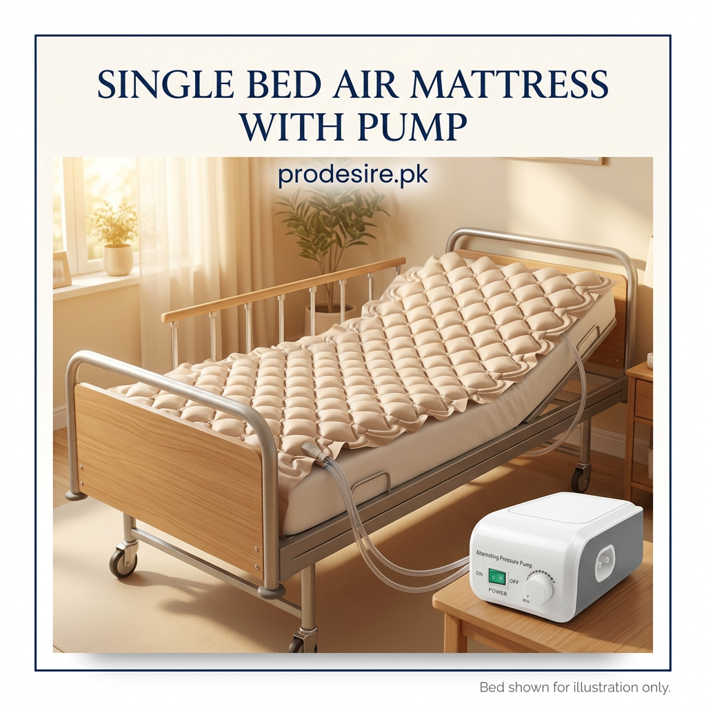 Single bed bubble air mattress overlay with white alternating pressure pump