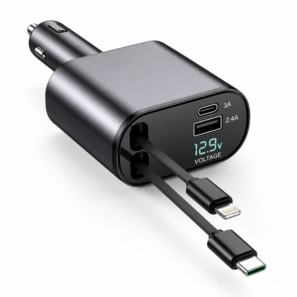Car charger front angled studio view