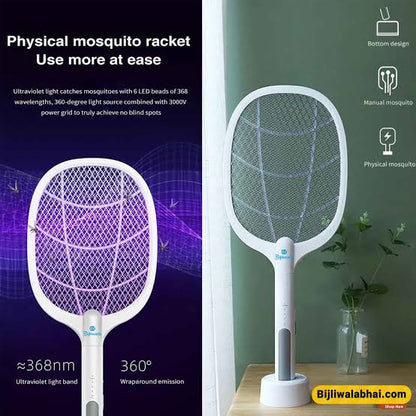 PRODESIRE™ RECHARGEABLE MOSQUITO RACKET 2IN1 WITH STAND