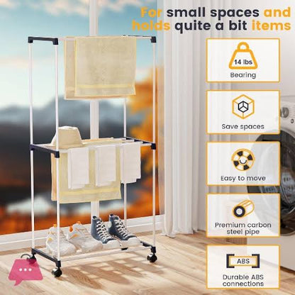 PRODESIRE™ 3-TIER MOVABLE LAUNDRY DRYING/TOWEL RACK WITH WHEELS