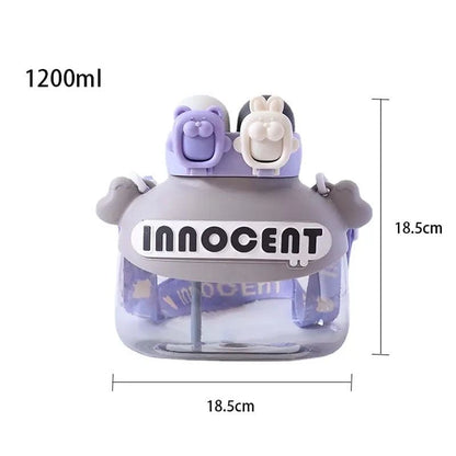 FUN AND STYLISH STUDENT TUMBLER WITH STRAW – 1200ML CAPACITY