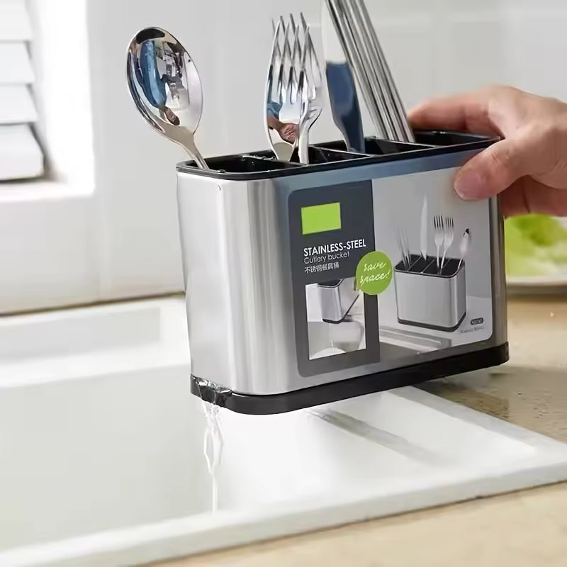 STAINLESS STEEL CUTLERY RACK FOR NEAT KITCHEN STORAGE