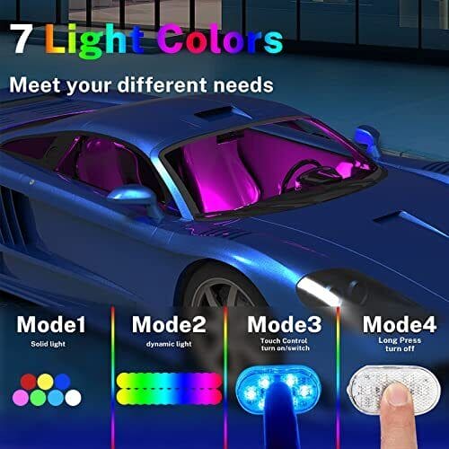 PRODESIRE™ LED CAR INTERIOR LIGHTING, FINGER TOUCH SENSOR READING LAMP, 7 COLORS LED INTERIOR CAR LIGHTS