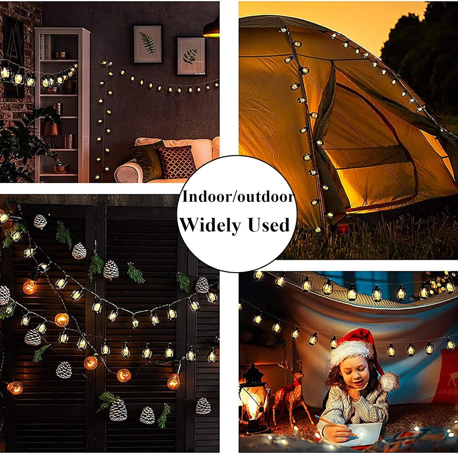 DECORATIVE VINTAGE LANTERN STRING LIGHTS SET OF 10