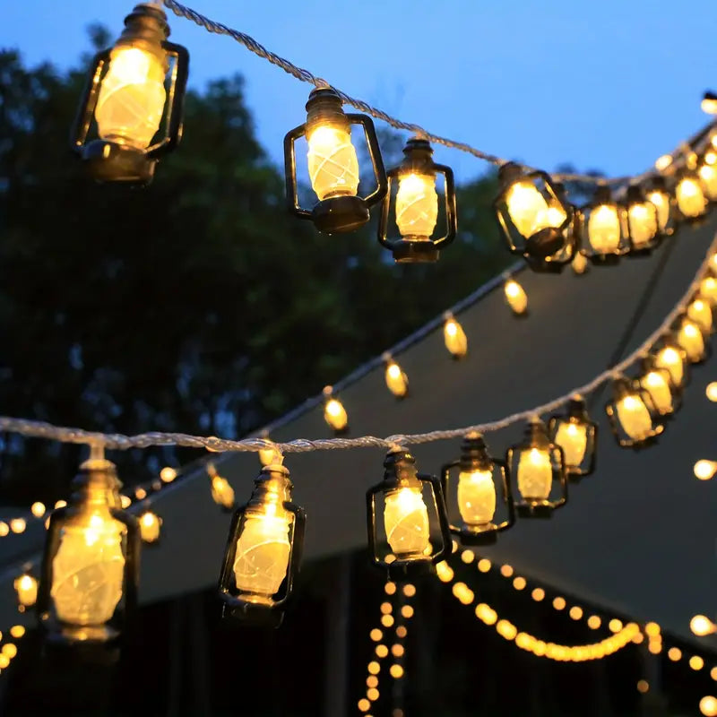 DECORATIVE VINTAGE LANTERN STRING LIGHTS SET OF 10