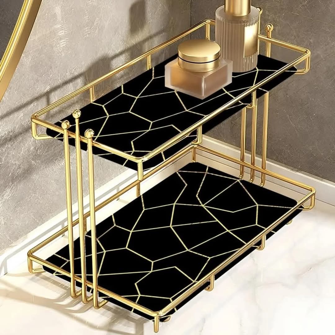 IRON ART MARBLE STYLE NORDIC COSMETICS STORAGE ORGANIZER