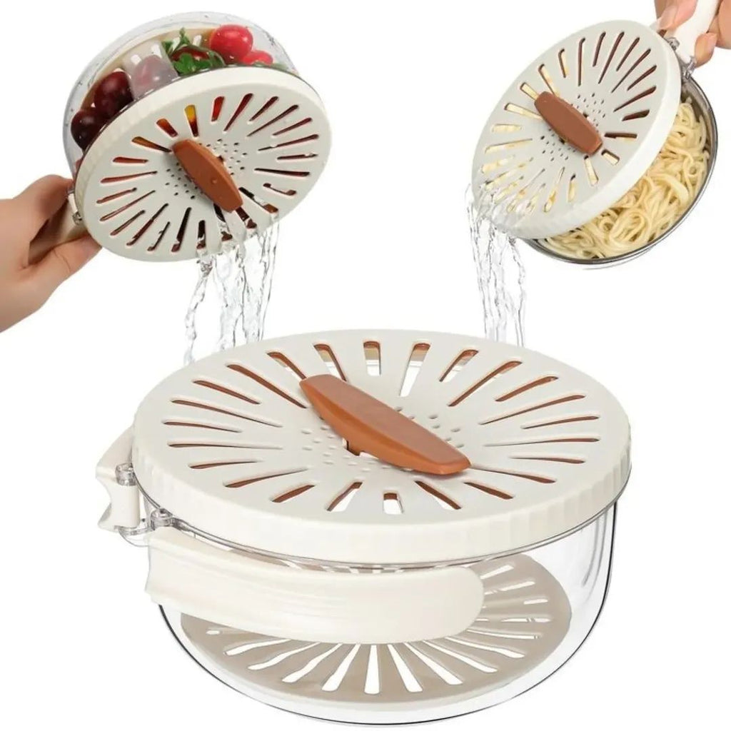MULTIFUNCTIONAL FRUIT AND VEGETABLE DRAINING BASKET WITH LID