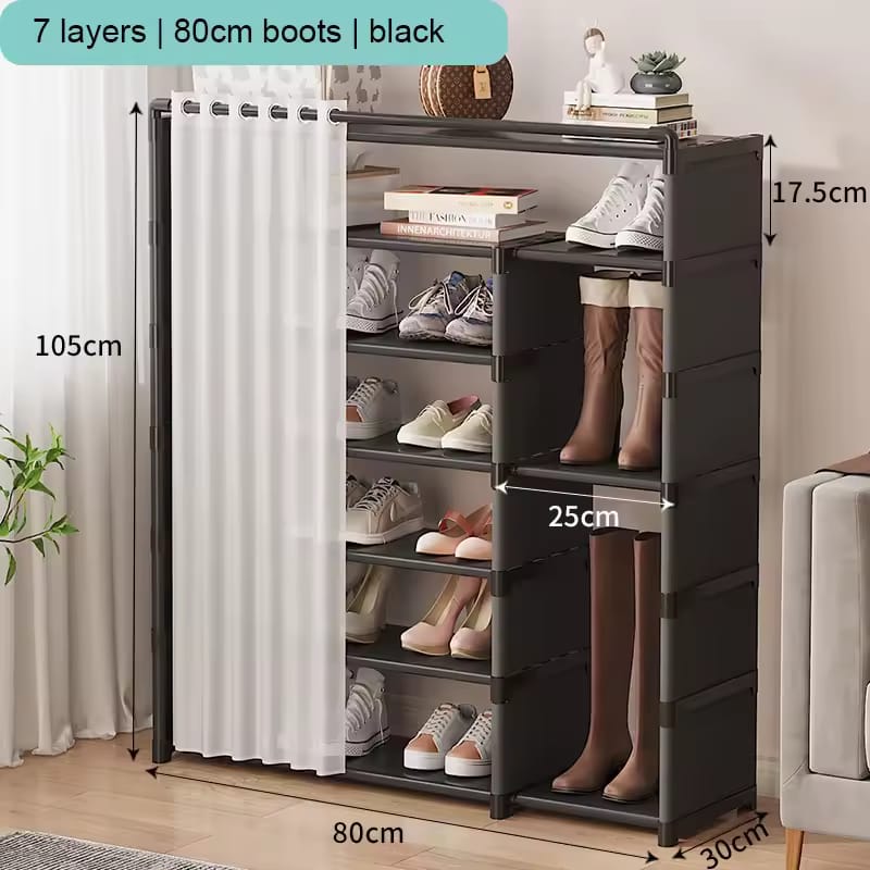 LAYER CURTAIN SHOE RACK