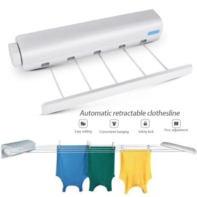 WALL MOUNTED RETRACTABLE INDOOR CLOTHES HANGER DRYING RACK