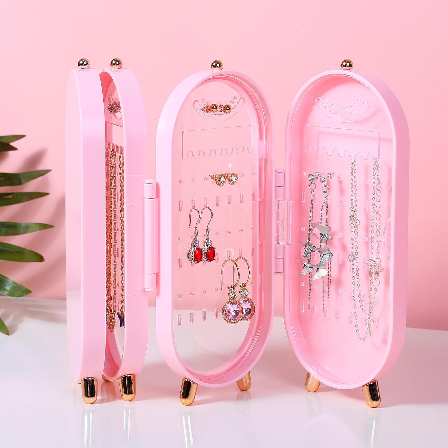 4 GRID FOLDABLE DESKTOP JEWELLERY ORGANIZER