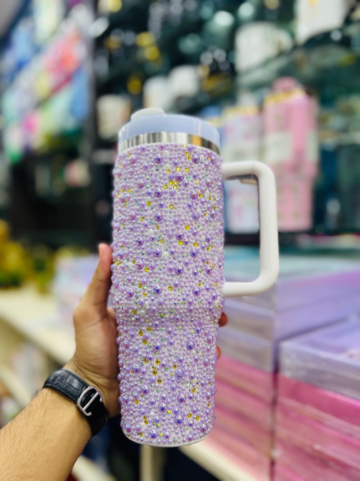 PEARL RHINESTONE TUMBLER (STAINLESS STEEL)