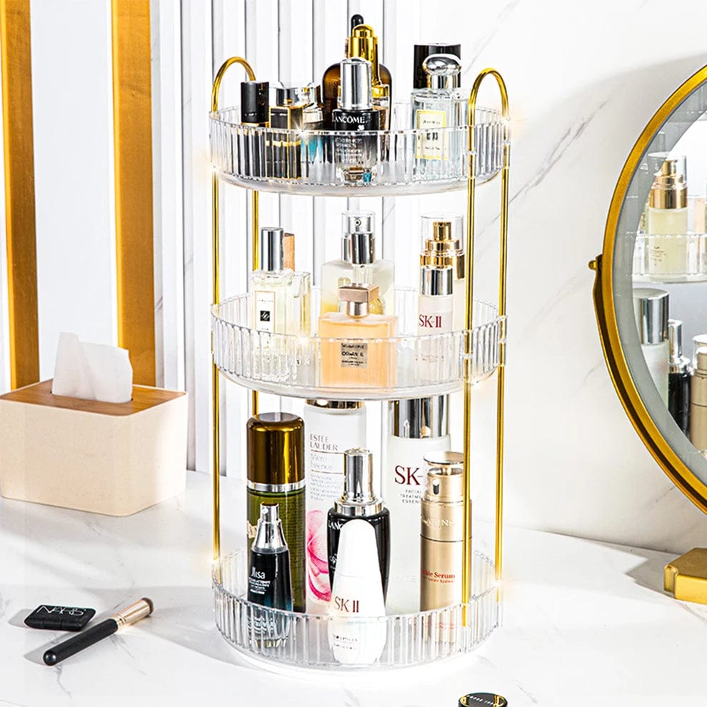 CRYSTAL 3 TIER ROTATING COSMETICS ORGANIZER