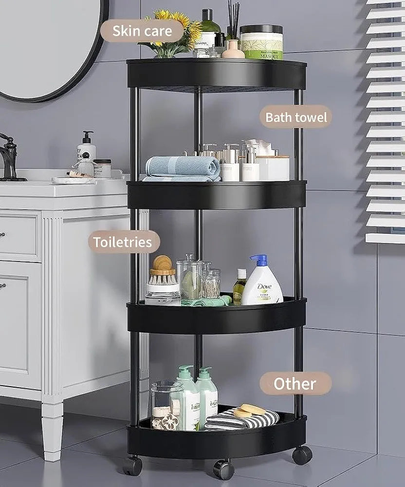 MULTIPURPOSE LAYER CORNER RACK PLASTIC & METAL ROD (4 LAYER) ✅