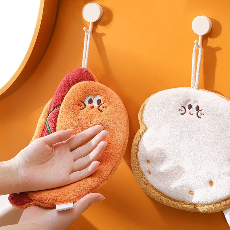 CUTE BREAD & CHEESE HANGING HAND TOWEL