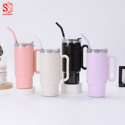 STAINLESS STEEL TUMBLER WITH STEEL STRAW (1100ML)