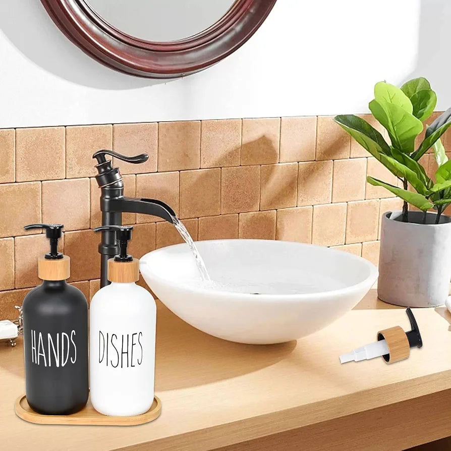 HAND AND DISH SOAP DISPENSER GLASS MATERIAL (PAIR)