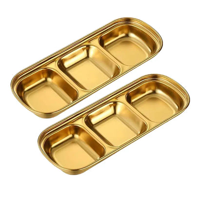 3 PORTION STAINLESS STEEL SAUCE TRAY