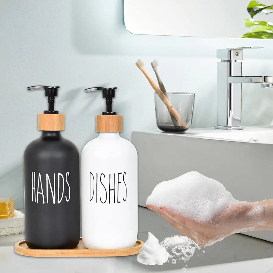 HAND AND DISH SOAP DISPENSER GLASS MATERIAL (PAIR)