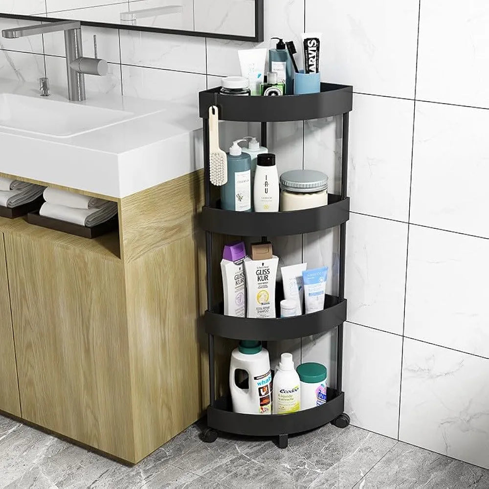 MULTIPURPOSE LAYER CORNER RACK PLASTIC & METAL ROD (4 LAYER) ✅