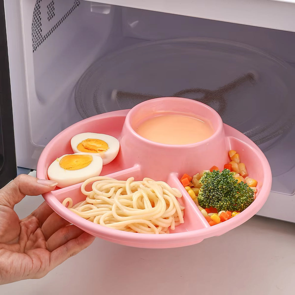 4 COMPARTMENT ROUND PLASTIC DINNER PLATE