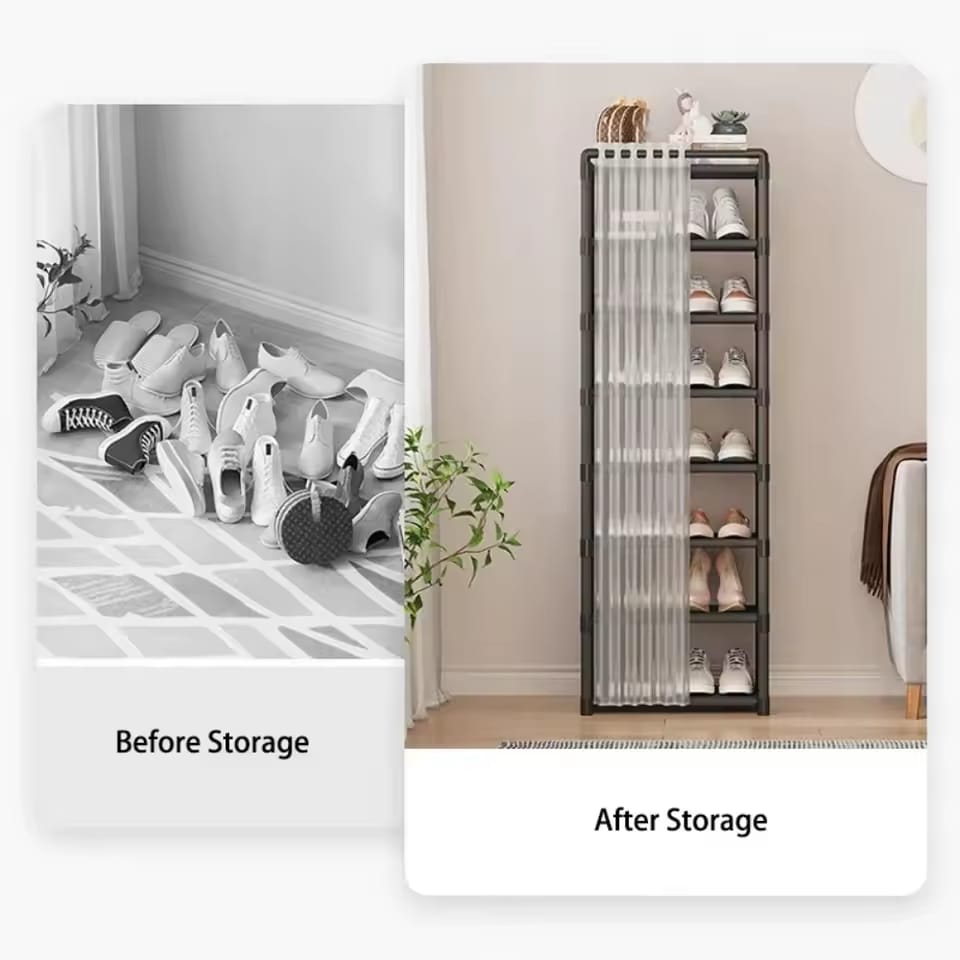 LAYER CURTAIN SHOE RACK