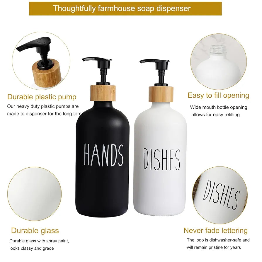 HAND AND DISH SOAP DISPENSER GLASS MATERIAL (PAIR)