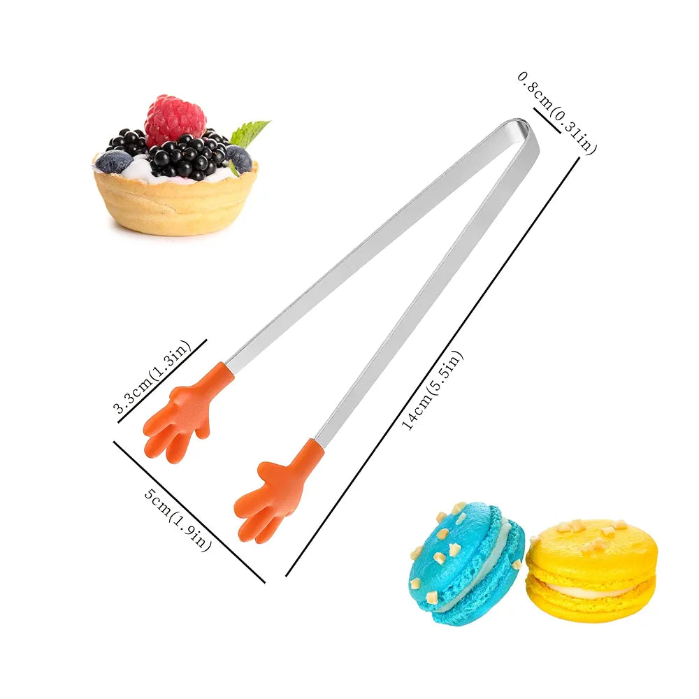 STAINLESS STEEL SILICONE MINI FOOD TONG (HAND SHAPED CLIP)