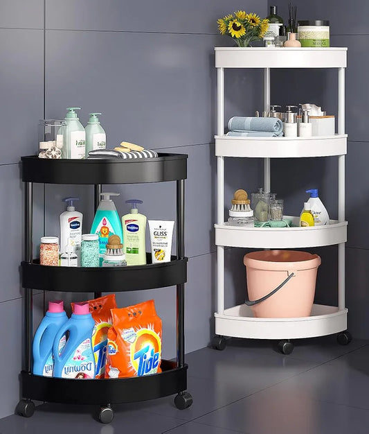 MULTIPURPOSE LAYER CORNER RACK PLASTIC & METAL ROD (4 LAYER) ✅