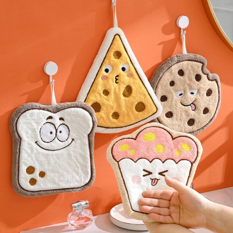 CUTE BREAD & CHEESE HANGING HAND TOWEL