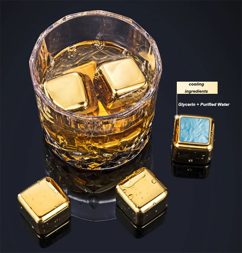 REUSABLE STAINLESS STEEL ICE CUBES ICE PELLETS COOLING STONES COOLER FOR DRINK BAR TOOL