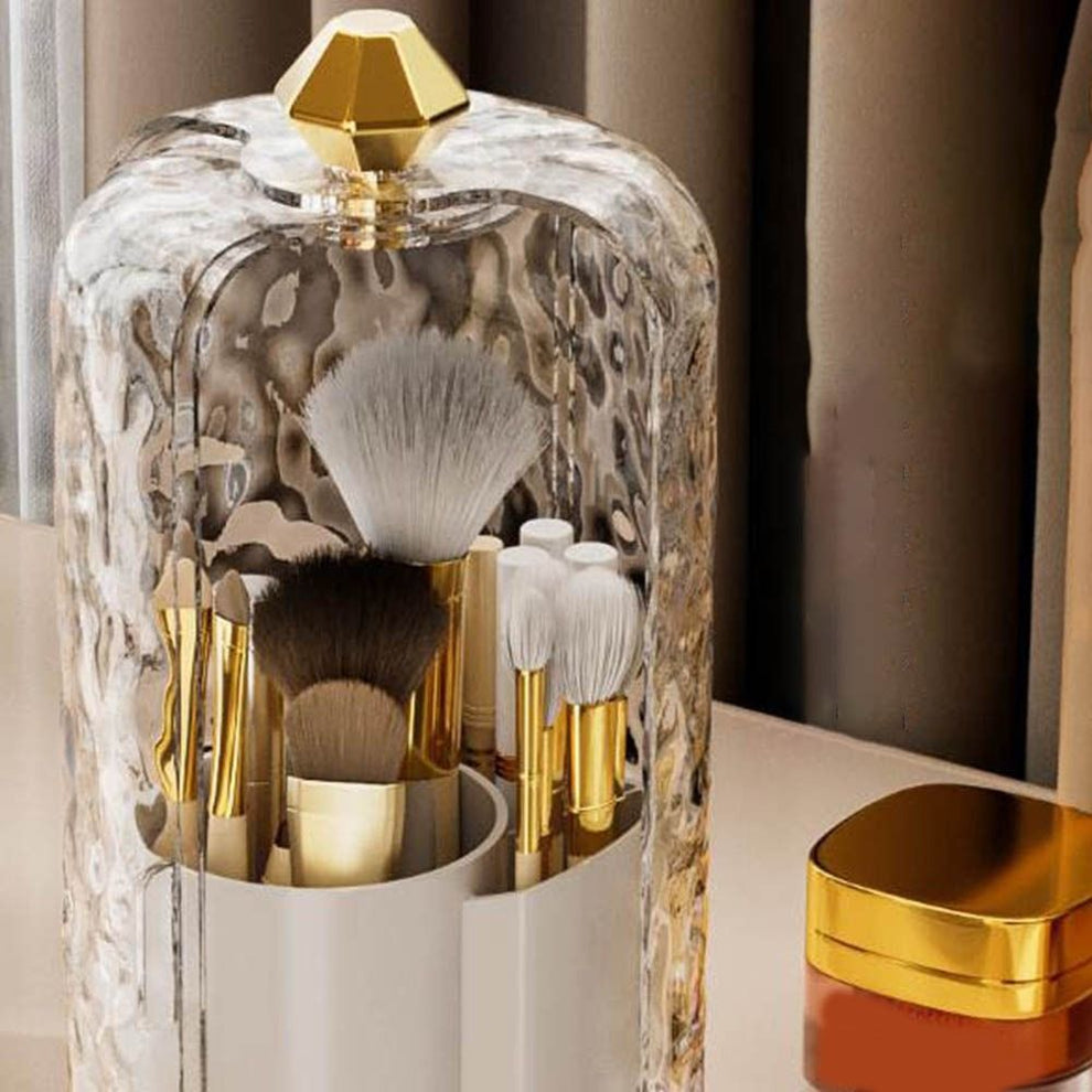 ROTATING MAKEUP BRUSH HOLDER WITH COVER