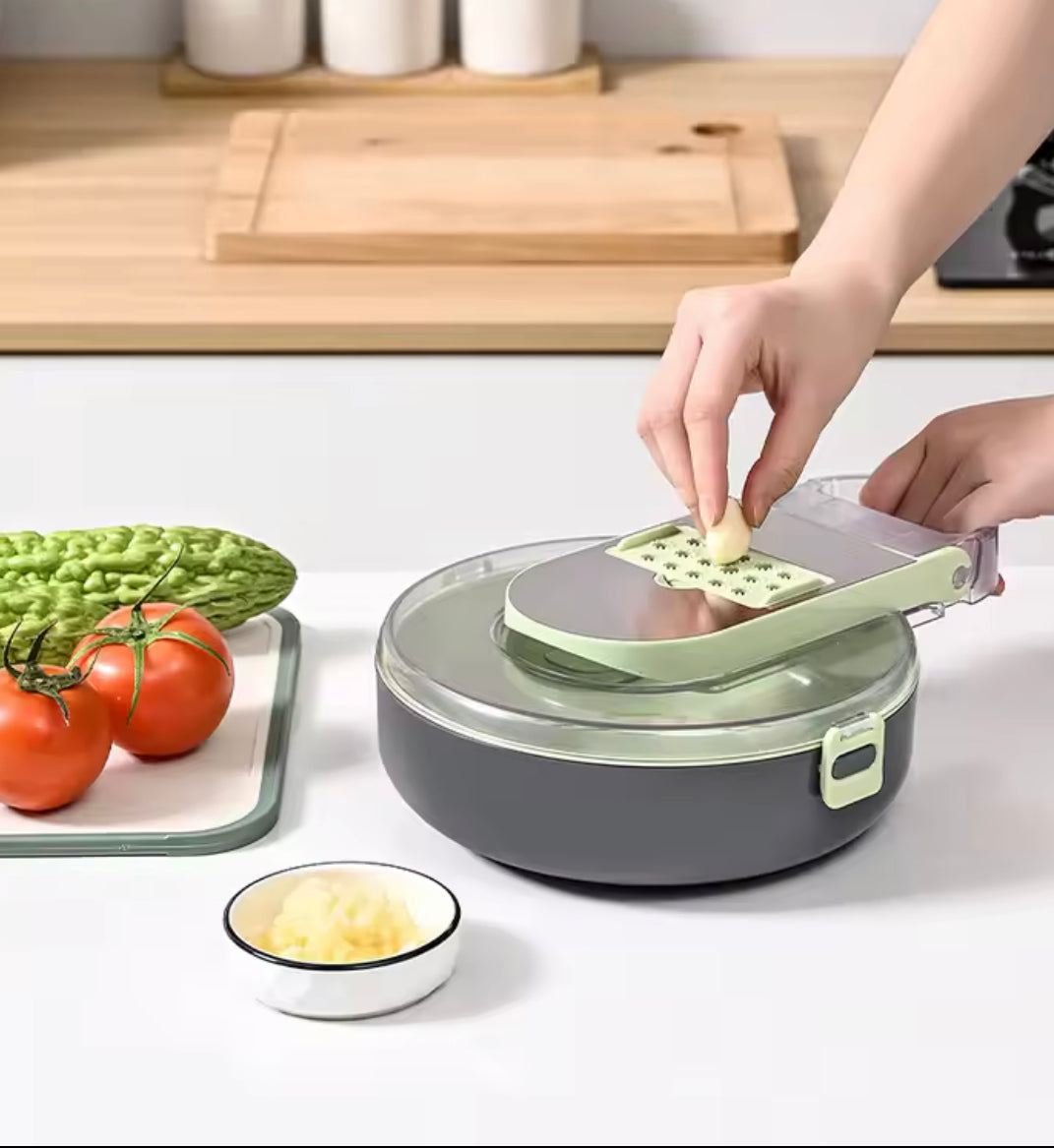 MANUAL 9 IN 1 VEGETABLE CHOPPER, DRAINING VEGETABLE CUTTER WITH STAINLESS STEEL BLADES