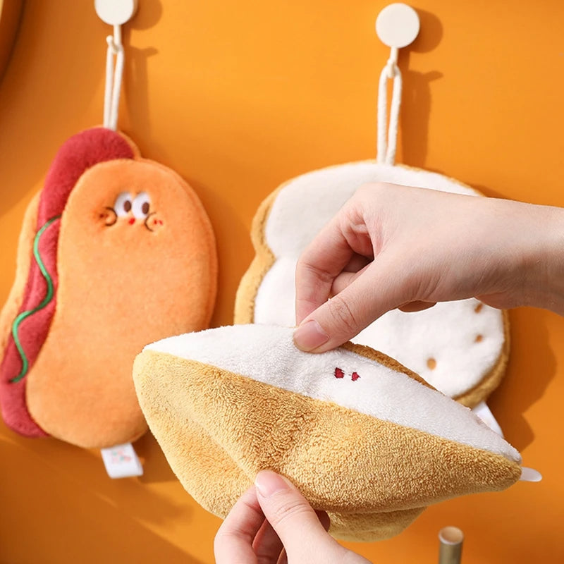 CUTE BREAD & CHEESE HANGING HAND TOWEL
