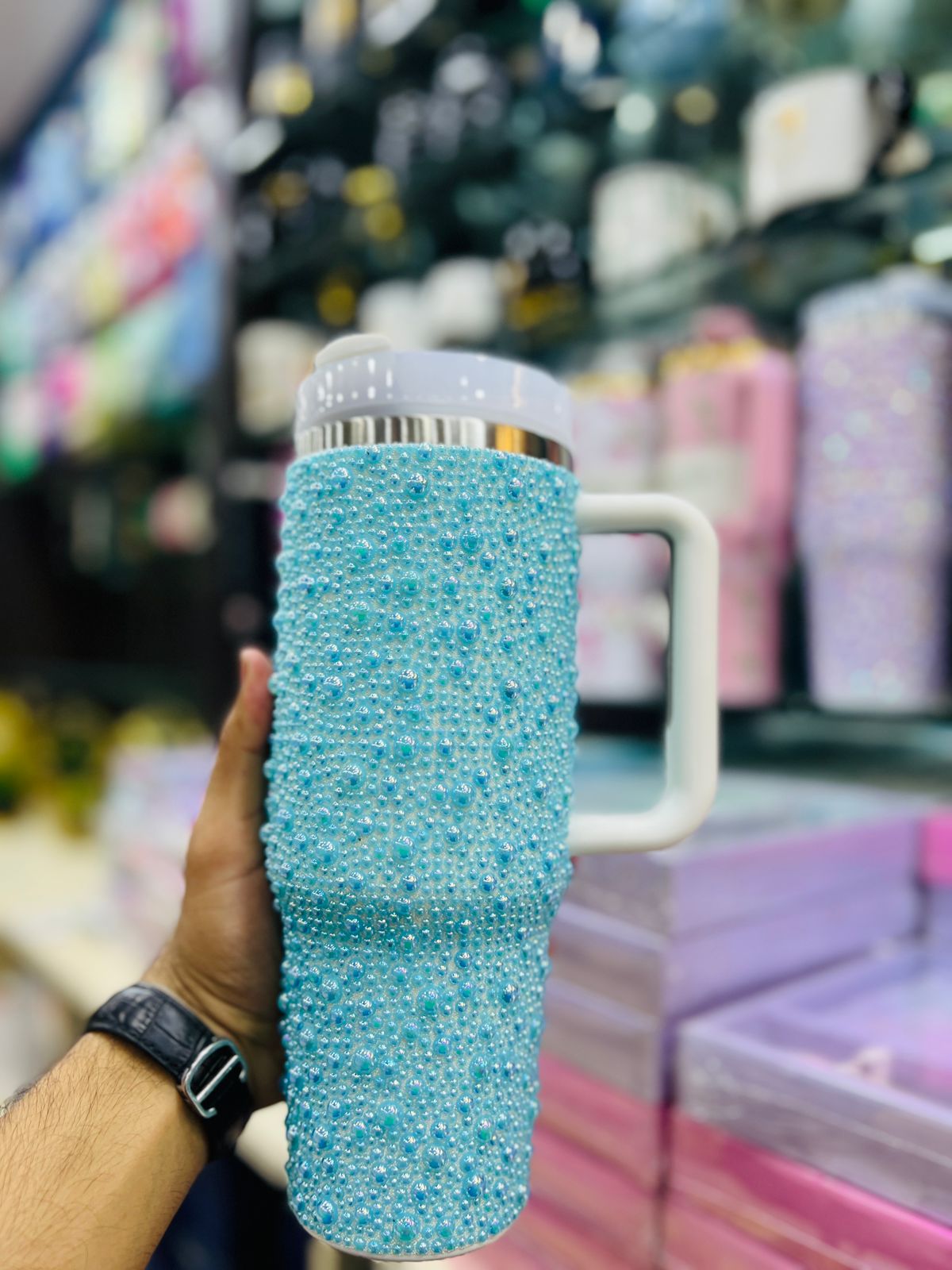 PEARL RHINESTONE TUMBLER (STAINLESS STEEL)