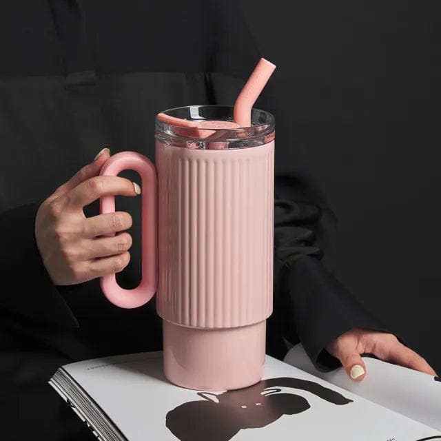 STAINLESS STEEL TUMBLER WITH STEEL STRAW (1100ML)