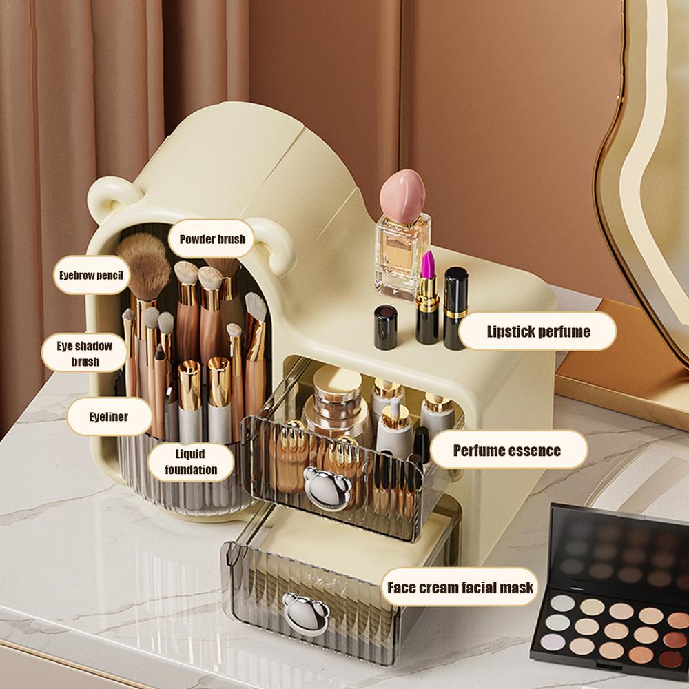360° ROTATING BEAR MAKEUP STORAGE BOX