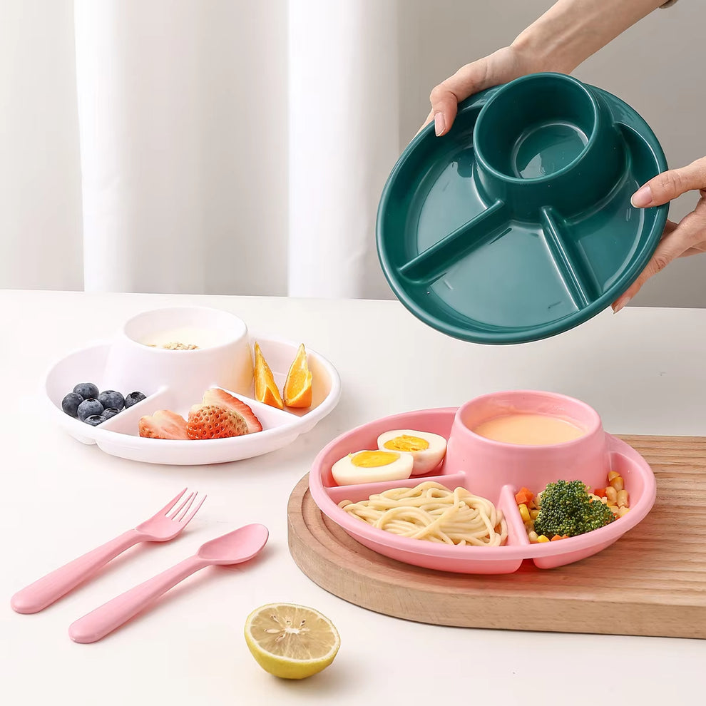 4 COMPARTMENT ROUND PLASTIC DINNER PLATE