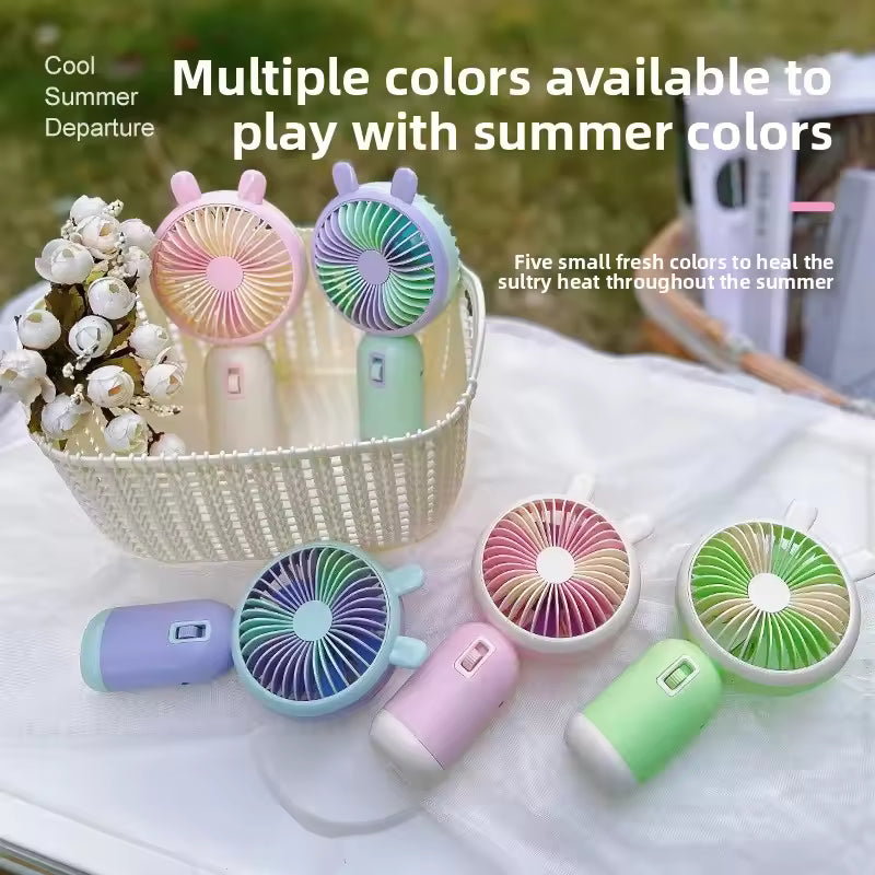 MINI HANDHELD FAN PORTABLE USB RECHARGEABLE 3 SPEED COOLING ✅