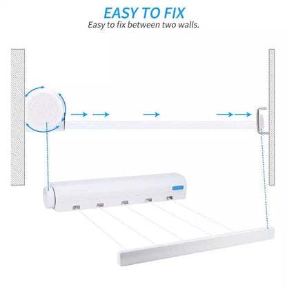 WALL MOUNTED RETRACTABLE INDOOR CLOTHES HANGER DRYING RACK
