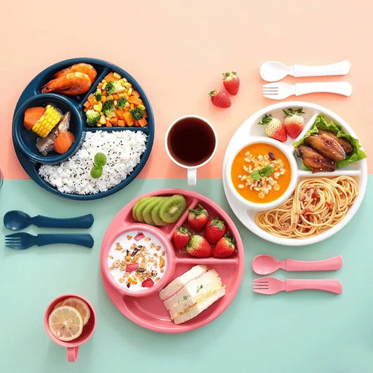 4 COMPARTMENT ROUND PLASTIC DINNER PLATE