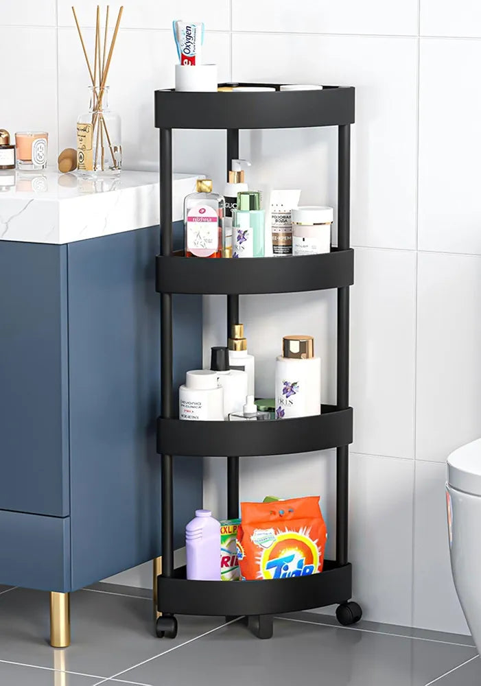 MULTIPURPOSE LAYER CORNER RACK PLASTIC & METAL ROD (4 LAYER) ✅