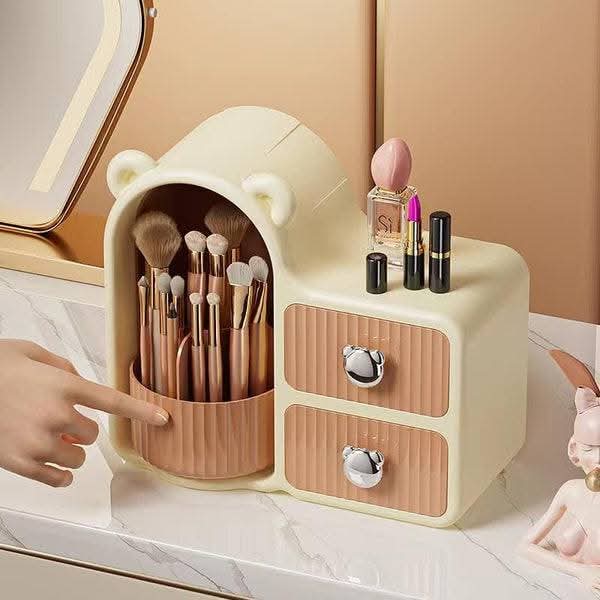 360° ROTATING BEAR MAKEUP STORAGE BOX