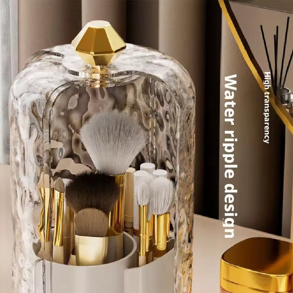 ROTATING MAKEUP BRUSH HOLDER WITH COVER