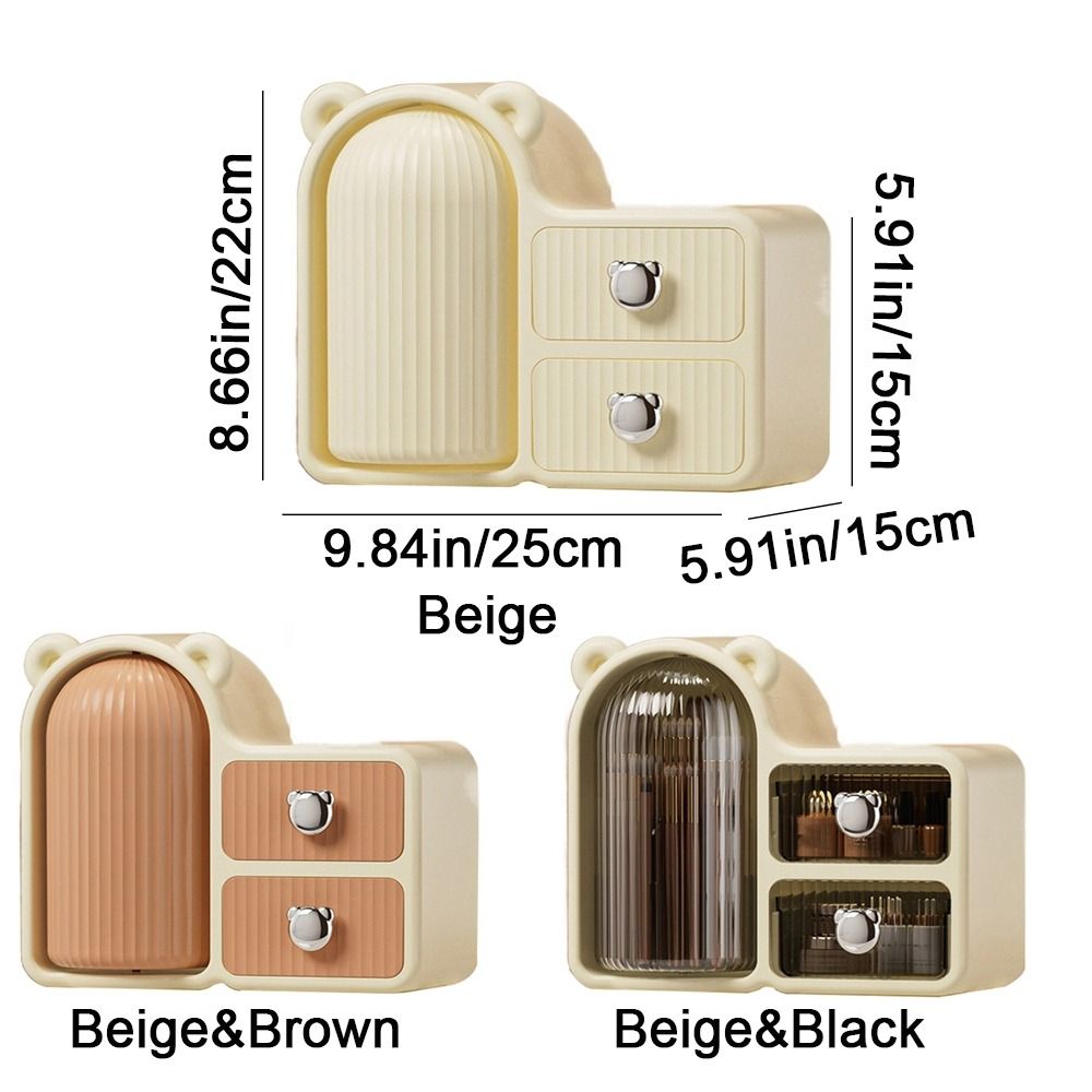 360° ROTATING BEAR MAKEUP STORAGE BOX