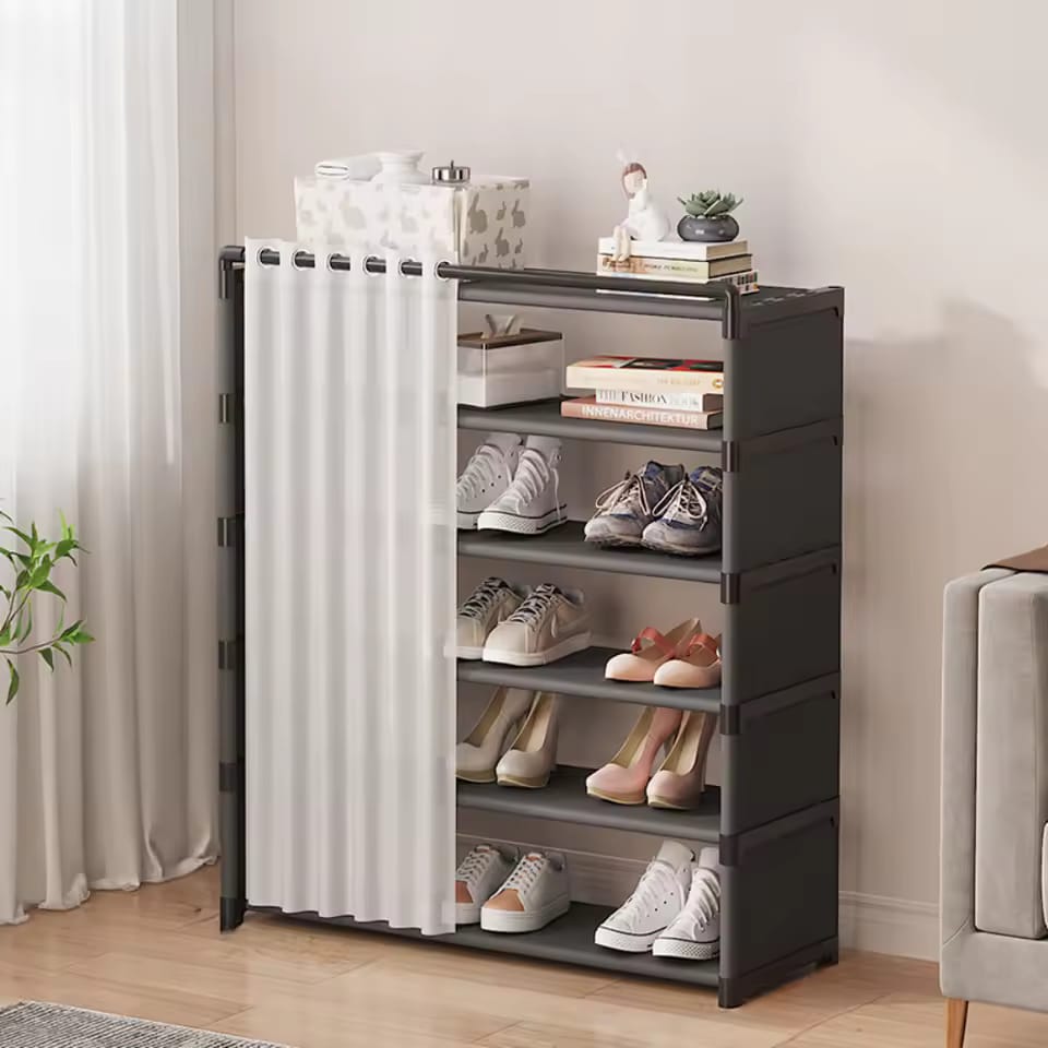 LAYER CURTAIN SHOE RACK