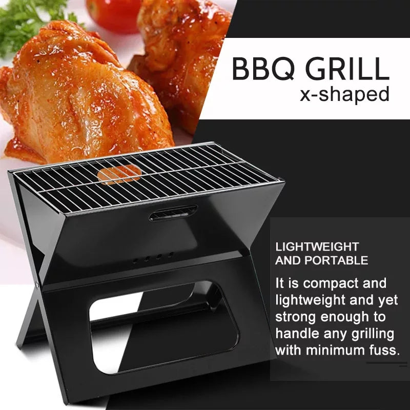 FOLDABLE PORTABLE CHARCOAL BBQ GRILL