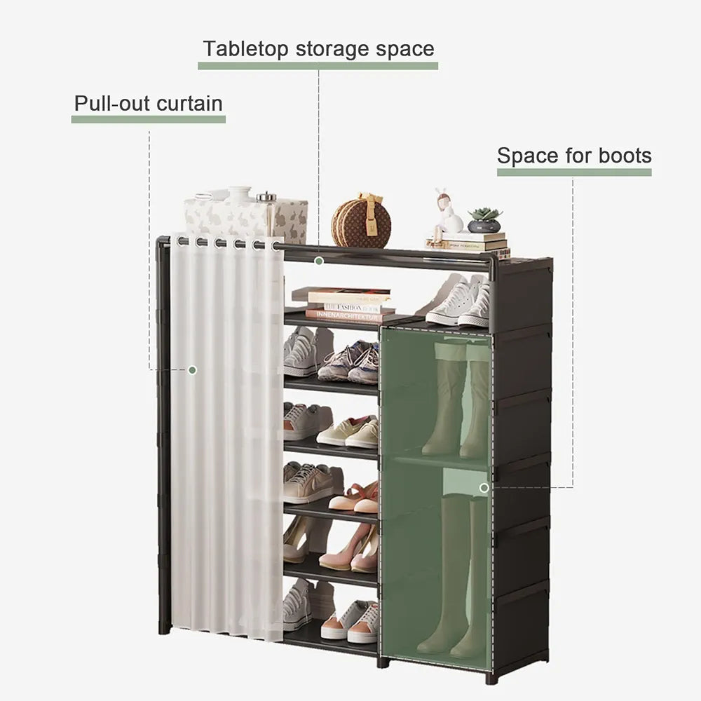 LAYER CURTAIN SHOE RACK