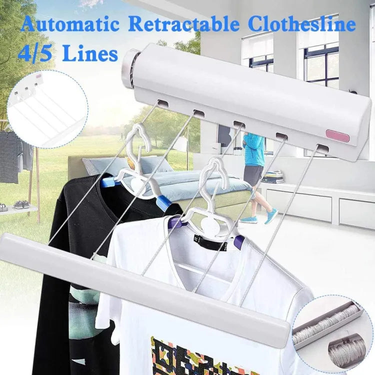 WALL MOUNTED RETRACTABLE INDOOR CLOTHES HANGER DRYING RACK